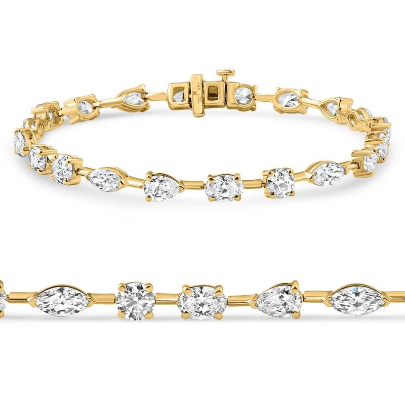 Bliss Diamond 8Ct Mixed Cut Diamond Tennis Bracelet 7" Yellow Gold Lab Grown