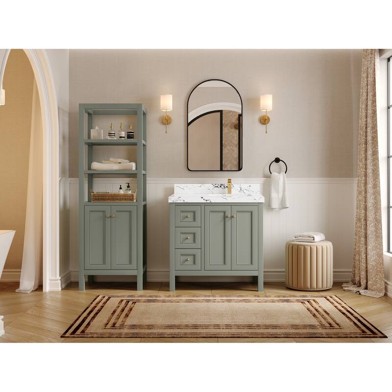 Willow Collections 36 in. W x 22 in. D Nashville Right Offset Sink Bathroom Vanity with Countertop