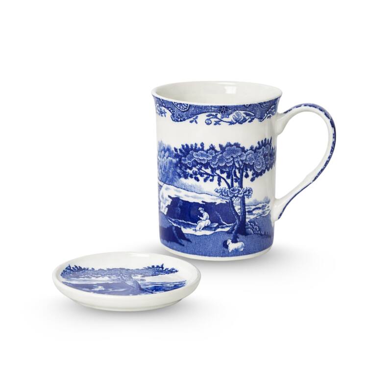 Spode Blue Italian Mug and Coaster Set - 12 oz