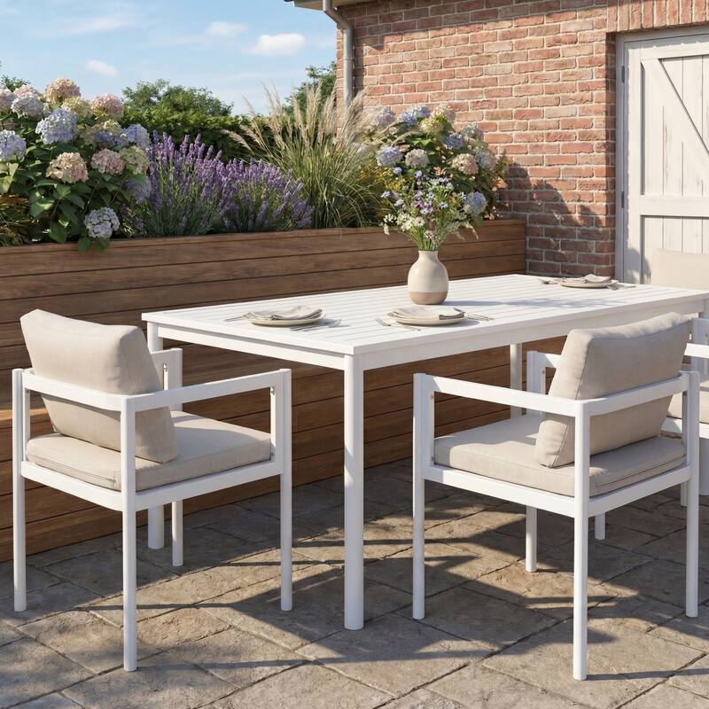 Christopher Knight Home - Outdoor Aluminum Dining Chair Set with Modern Grey Cushions