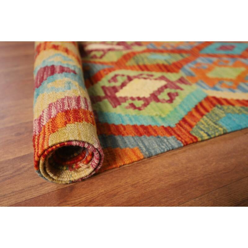 Multicolor Kilim Oriental Large Rug Flatweave Wool Carpet - 10'5" x 16'2"