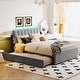 preview thumbnail 58 of 80, Teddy Fleece Platform Bed with Trundle, Vertical Striped Headboard and Smarter LED Bed Frame, Upholstered Frame Bed Gray - Full