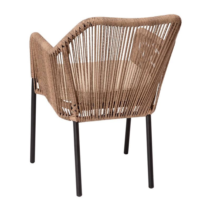 Woven Indoor/Outdoor Stacking Club Chairs - Cushions-Set of 2