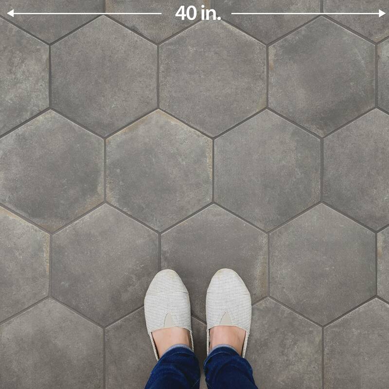 Merola Tile D'Anticatto Hex Notte 11" x 12-3/4" Porcelain Floor and Wall Tile