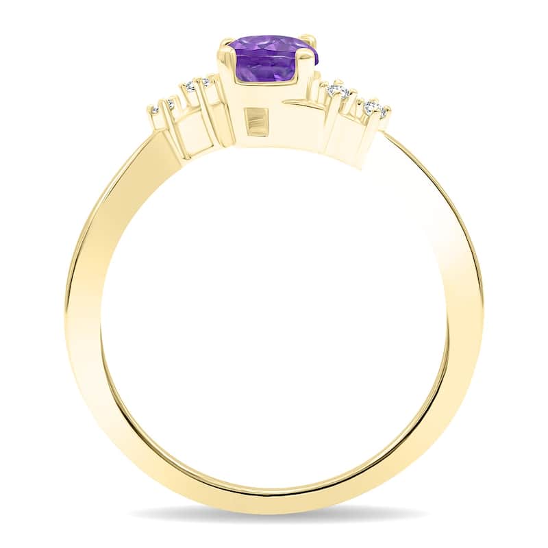 Women's Round Shaped Amethyst and Diamond Tierra Ring in 10K Yellow Gold