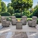 preview thumbnail 67 of 189, Pocassy Outdoor Wicker Sofa with Swivel Chair Fire Pit Table Furniture Set. Gray Wicker & Gray Cushion - 5 Pieces Swivel Chair with Fire Table