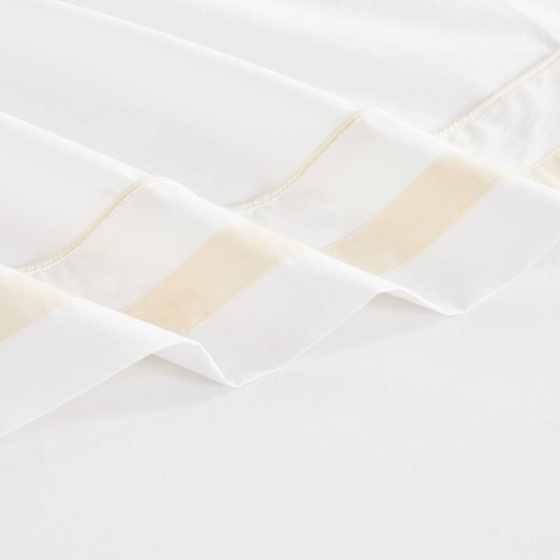 Percale Cotton Hotel Piping Embroidered Crisp Sheet Set