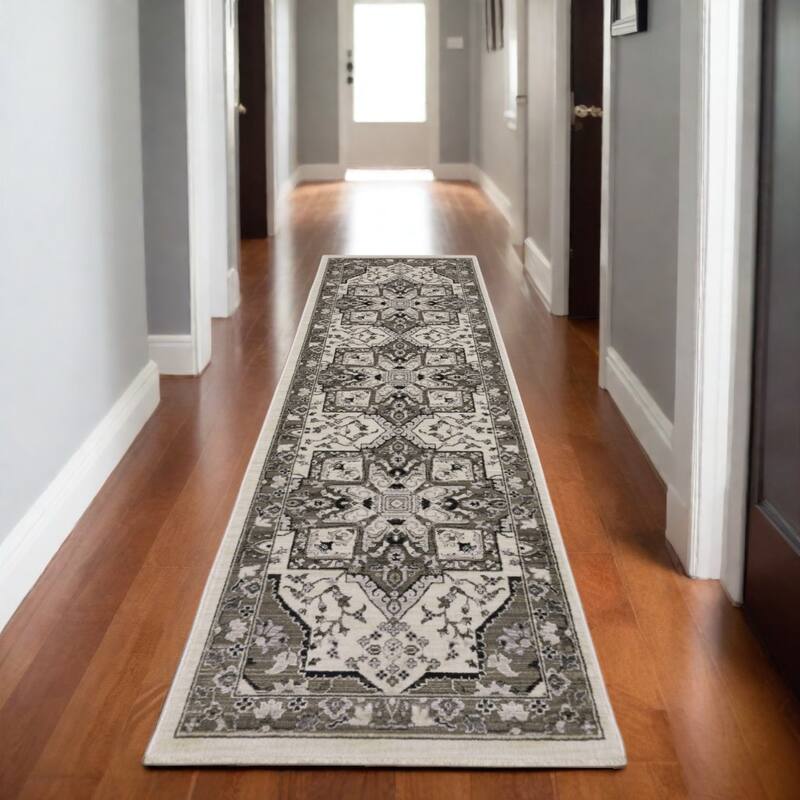 HomeRootsMedallion Traditional Runner Area Rug - 92.52' X '26.77' X '0.32