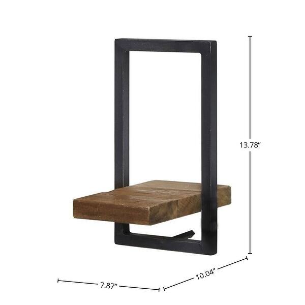 Wide 8" Wide Metal Frame Wall Shelf, Natural