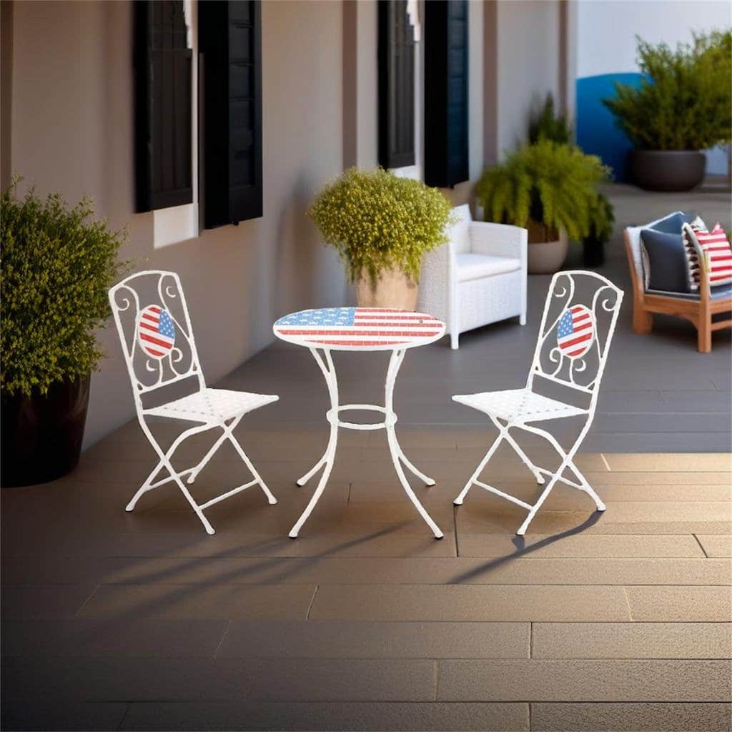 Folding Outdoor Furniture with USA Mosaic Table and Chairs