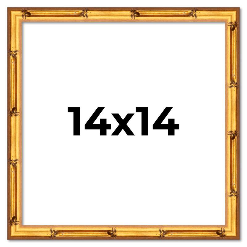 14x14 Frame Gold Bamboo Picture Frame - Modern Photo Frame Includes UV