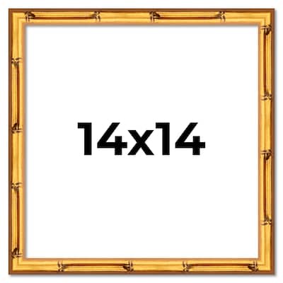14x14 Frame Gold Bamboo Picture Frame - Modern Photo Frame Includes UV