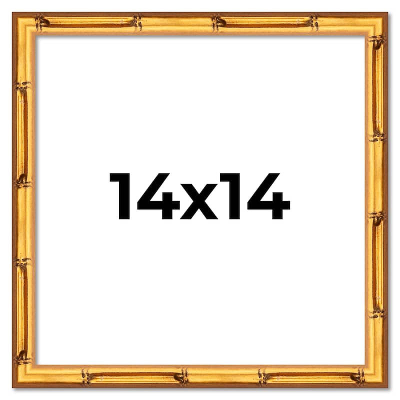 14x14 Frame Gold Bamboo Solid Wood Picture Frame | 1 Inch Moulding