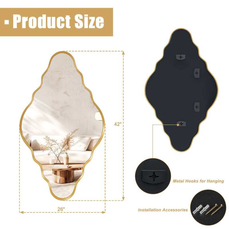 Modern Irregular Aluminum Alloy Framed Decorative Wall Mirror