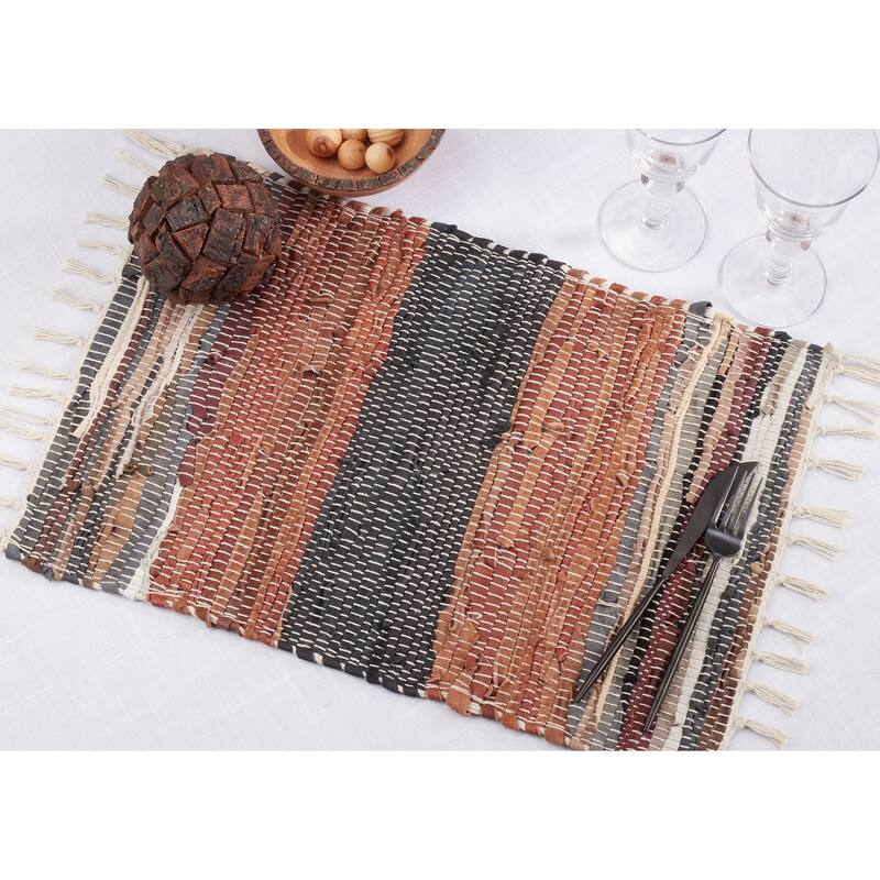 Striped Design Multicolor Chindi Placemats (Set of 4)