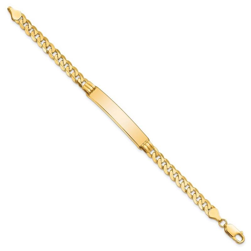 Curata 7.5mm 14k Yellow Gold Engravable Curb Link ID Bracelet