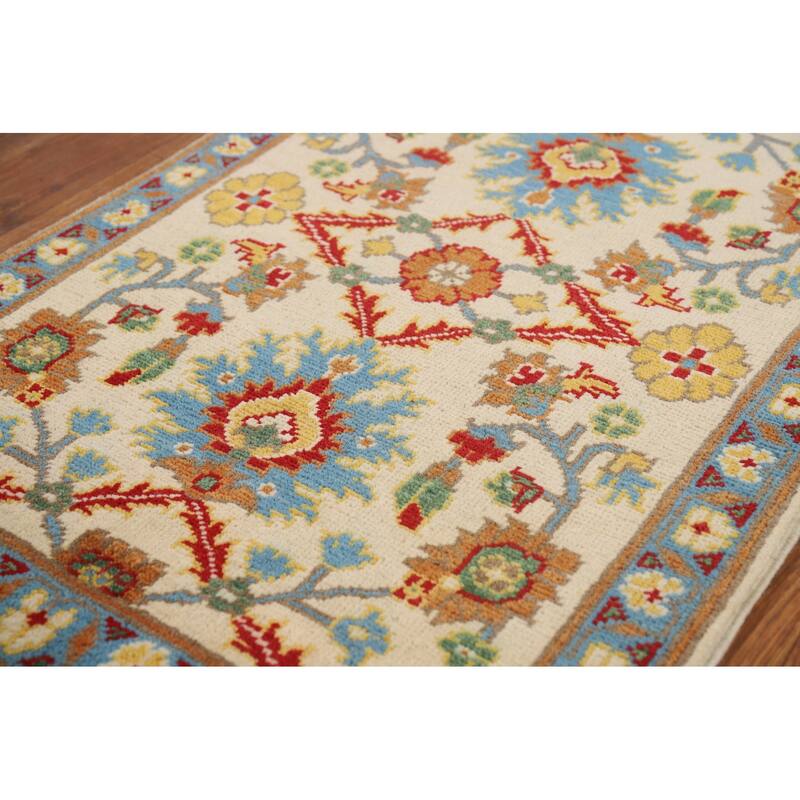 Floral Kazak Oriental Foyer Rug Traditional Hand-Knotted Wool Carpet - 2'0" x 3'0"