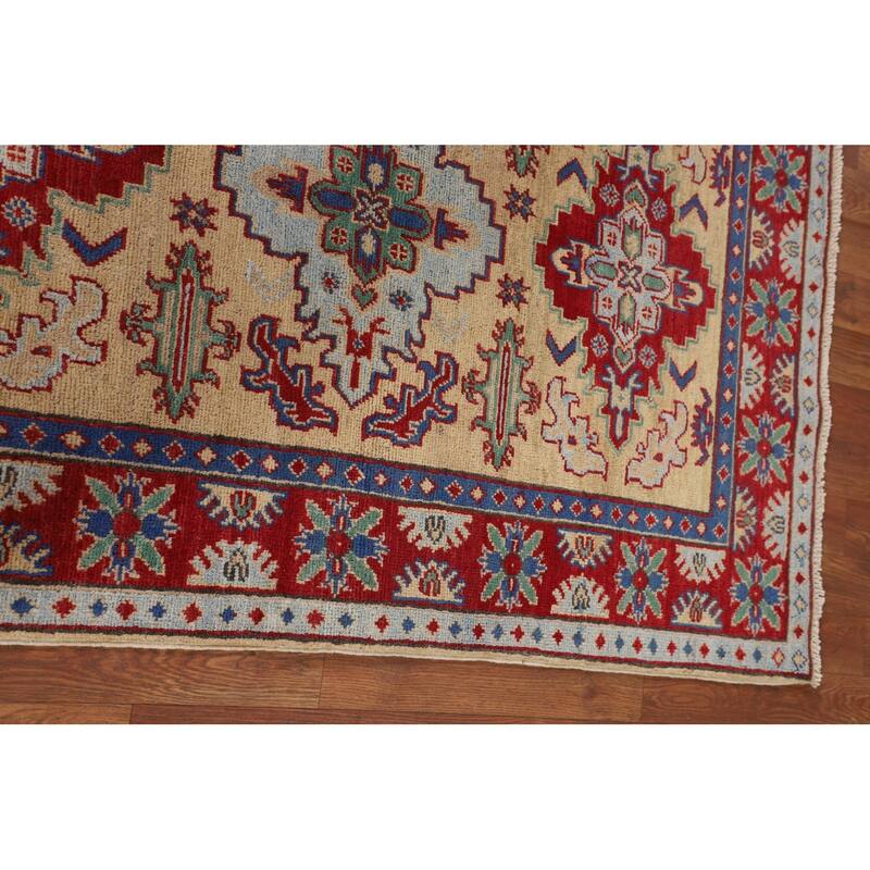 Geometric Kazak Accent Rug Handmade Traditional Wool Carpet - 3'3" x 5'1"