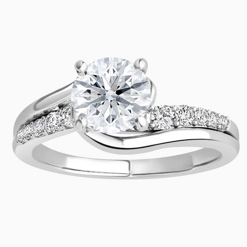 Auriya 14k Gold Round Lab Grown Wrap-Around Engagement Ring 1.00 to 5.00 ct. tw. (F-G, VS) - 2.00 carats - White - 6.5