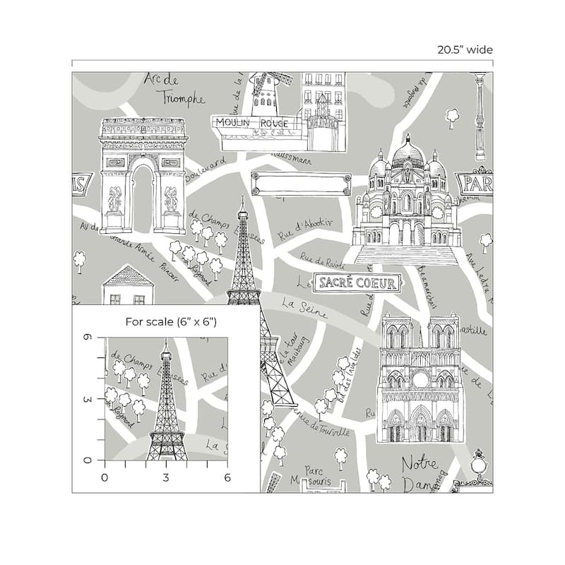 NextWall Paris Scene Peel and Stick Wallpaper