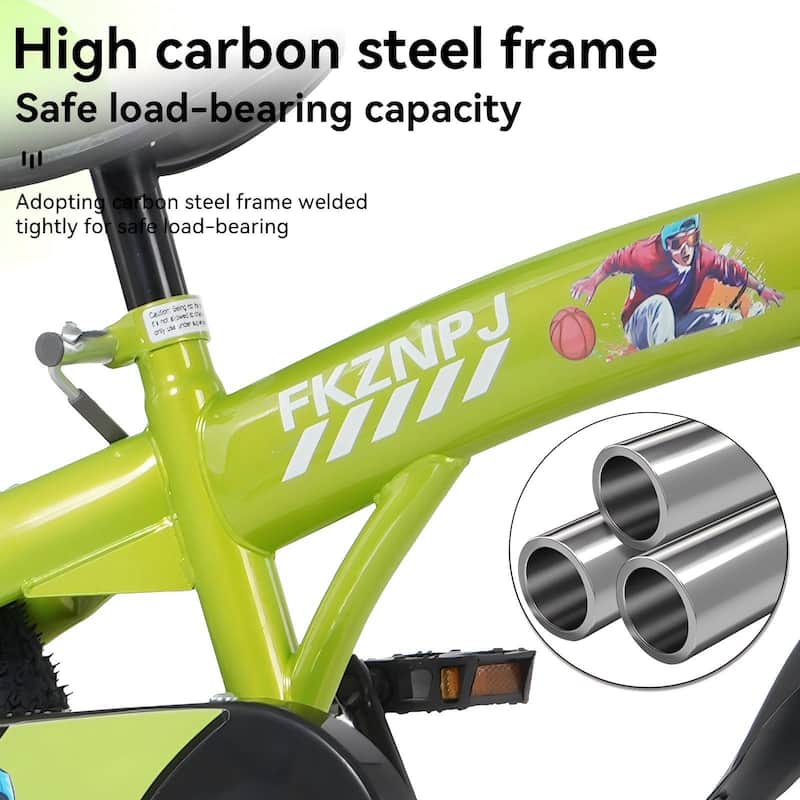 16 Inch Kids Bike with Training Wheels & Kickstand, Adjustable Saddle & Handlebar, Boys & Girls Ages 4-8