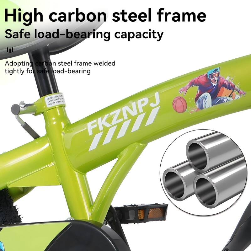 18 Inch Kids Bike with Adjustable Saddle, Dual Brakes and Training Wheels Steel Frame Bicycle for Ages 5-10