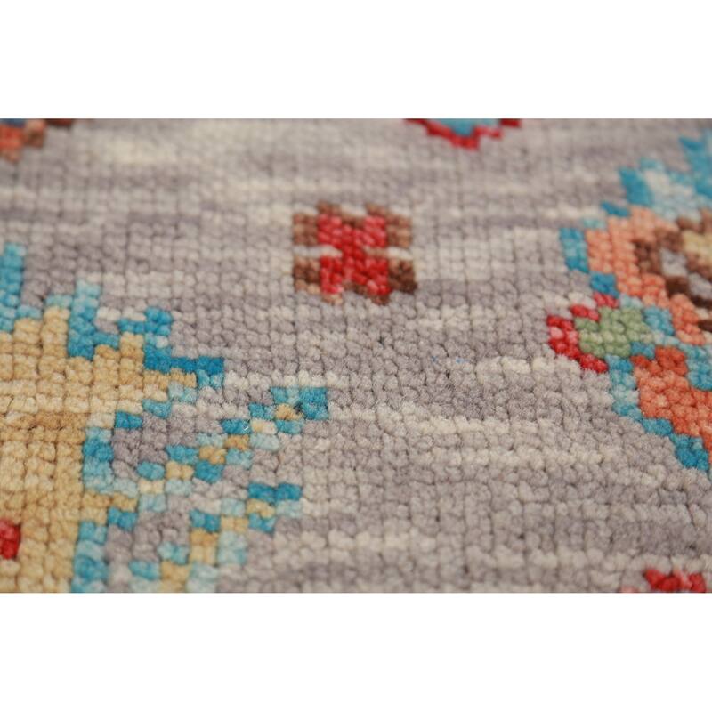 Geometric Oushak Oriental Area Rug Hand-Knotted Wool Carpet - 8'0" x 10'1"