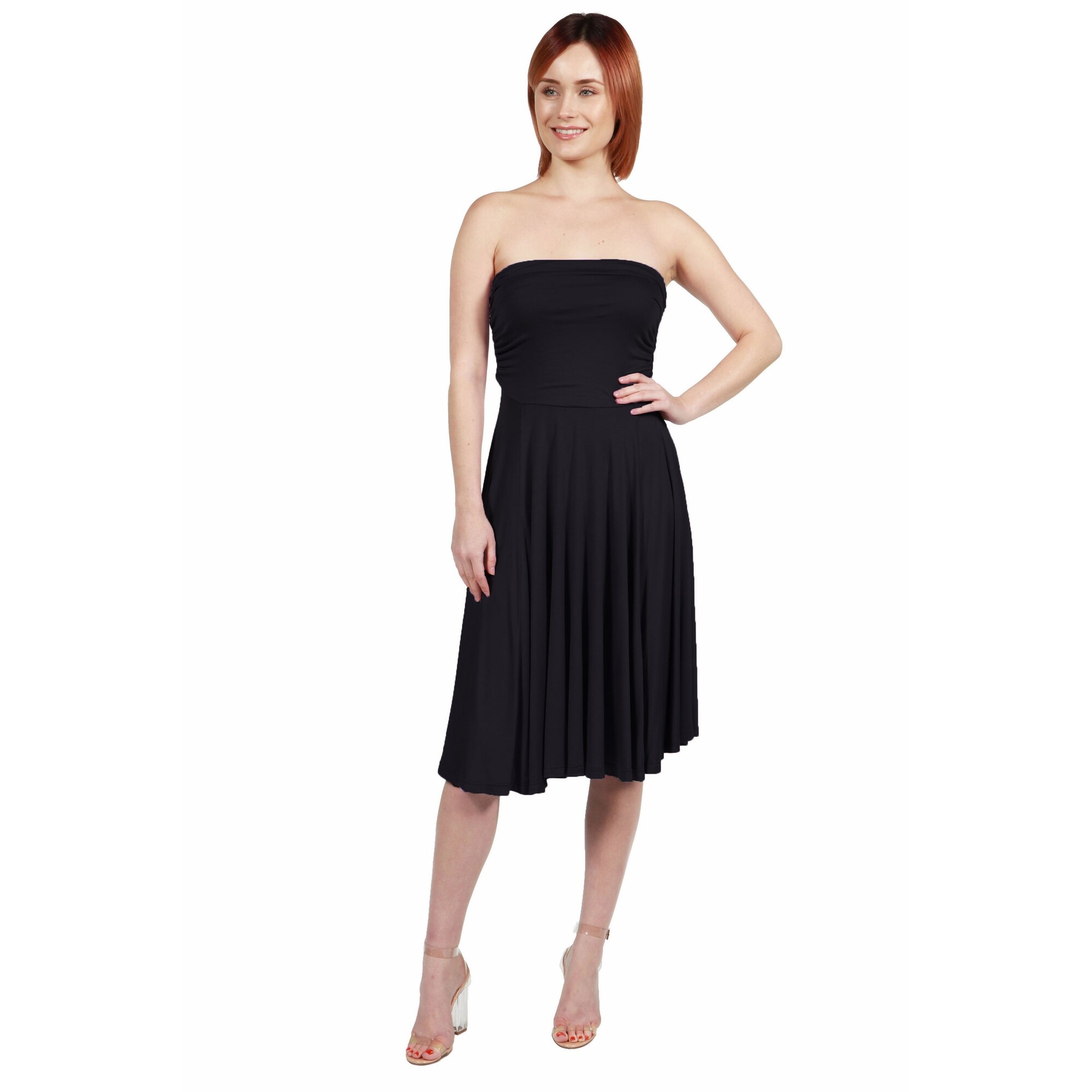 black strapless summer dress