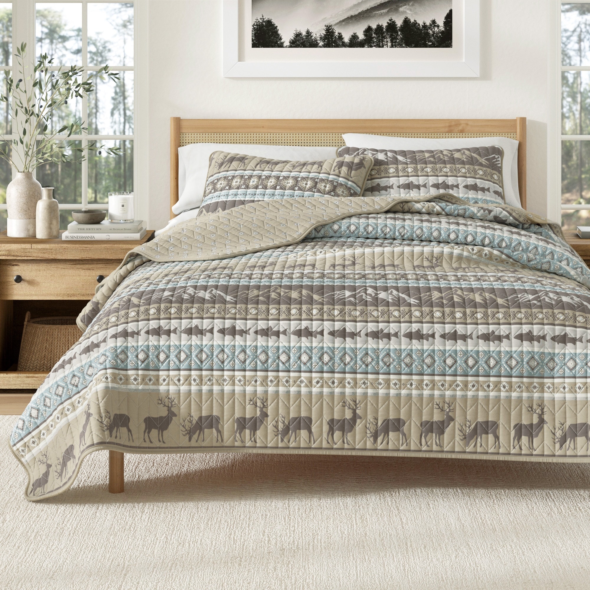 Linery & Co. Wildlife Stripe Lodge Quilt Set With Shams