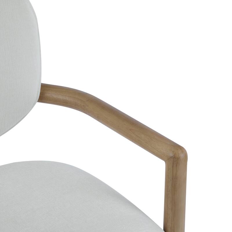 Dining Chairs Set of 2 Upholstered Arm Chairs, Modern Fabric Accent Chairs with Rubber Wood Legs