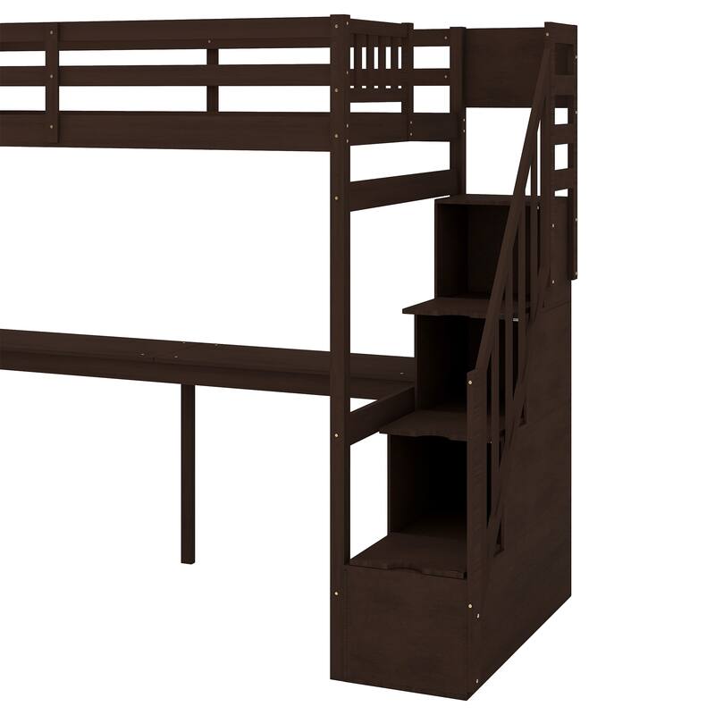 Twin Loft Bed with Built-in Desk and Storage Staircase for Small Bedrooms, Children's Bedrooms