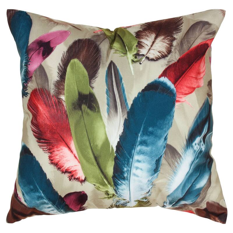 Violet Linen Decorative Chenille Feathers Pattern Decorative Throw Pillow - Blue