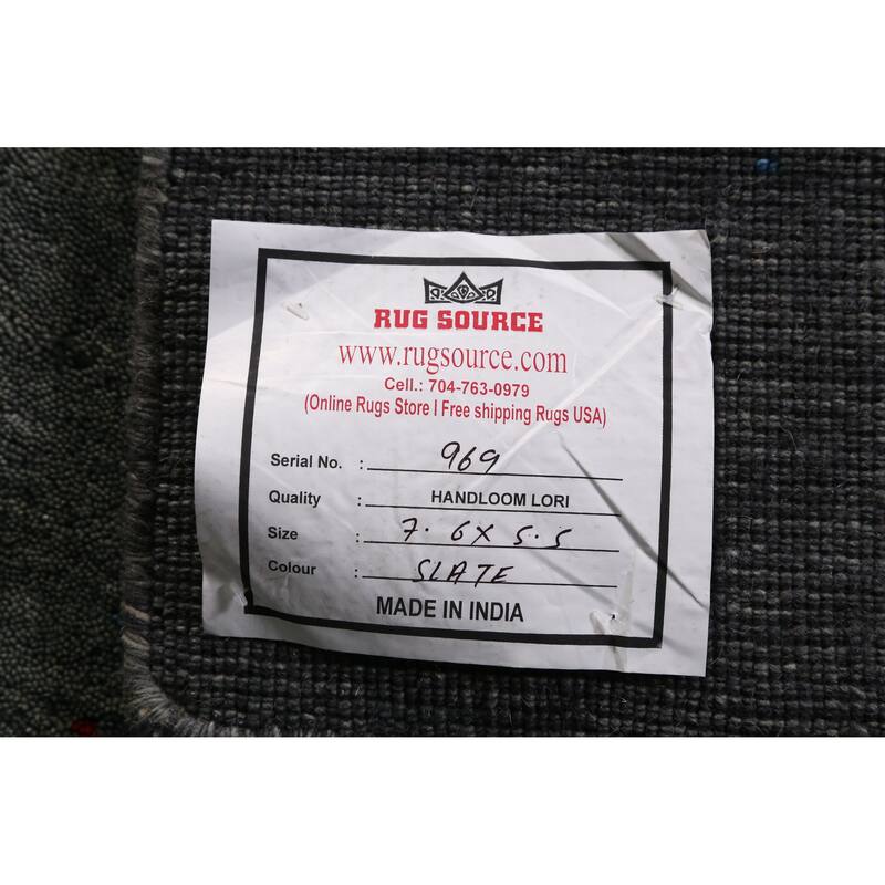 Hand Knotted Oriental 100% Wool Carpet Tribal Animal Pictorial Greys & Charcoal Gabbeh Area Rug - 7' 6'' X 5' 5''