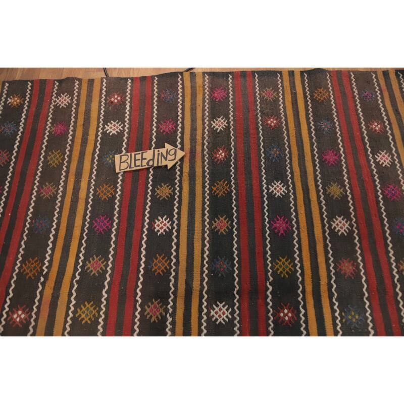 Hand Woven Oriental 100% Wool Carpet Southwestern Tribal Multi-Colored Kilim Area Rug - 9' 4'' X 5' 3''