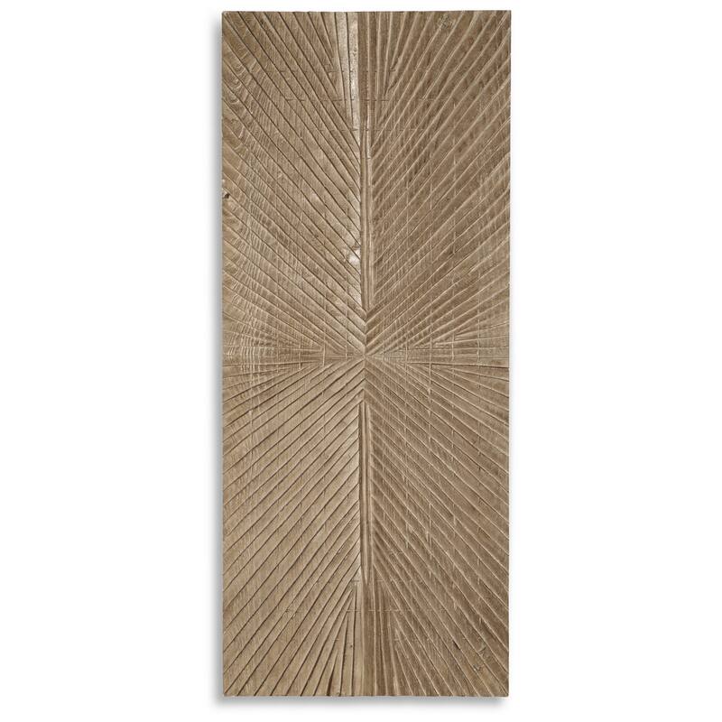 Ernest 20 x 48 Wall Decor, Carved Sunburst Design, Wood Panel, Brown Finish