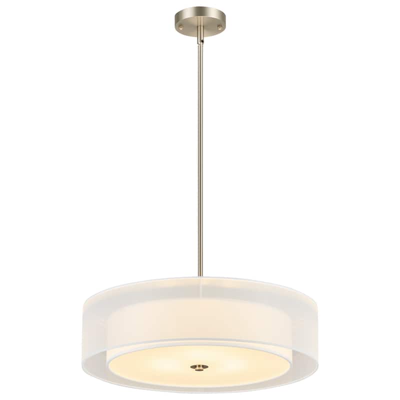 CO-Z 3-Light 20"W Double Drum Fabric Semi Flush Mounyt Pendant Chandelier