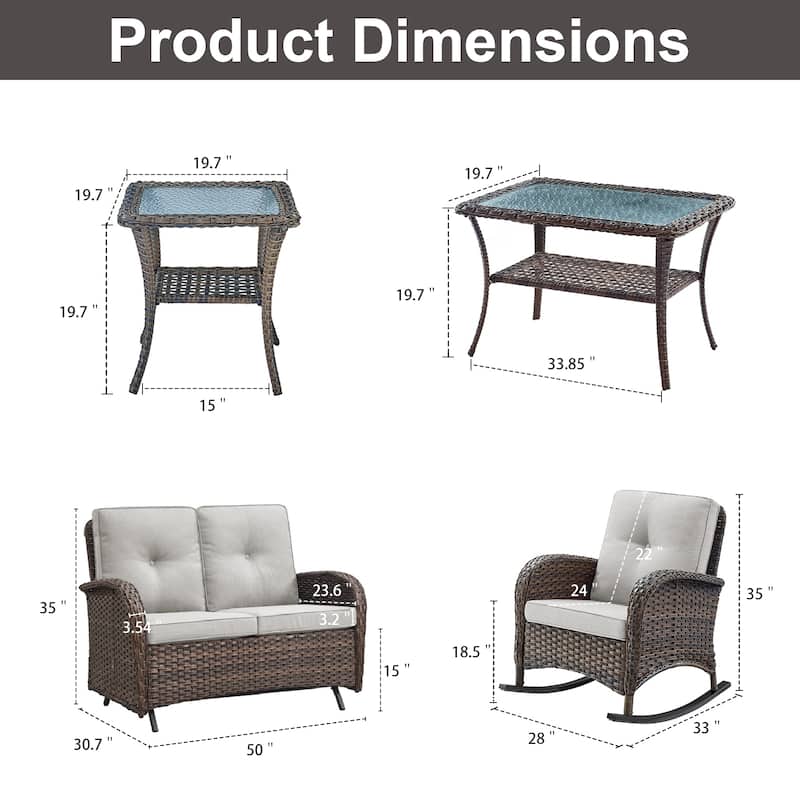 Gymojoy Outdoor Wicker Patio Furniture Loveseat Glider Set