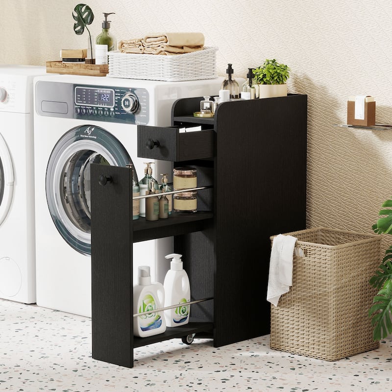 Gymax Small Bathroom Storage Cabinet 4-Tier Narrow Toilet Side Storage