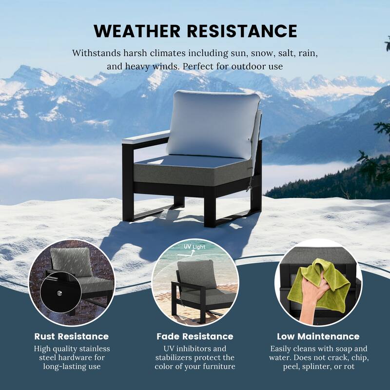 Endless Patio Deep Seating Left Arm Chair with Black Frame