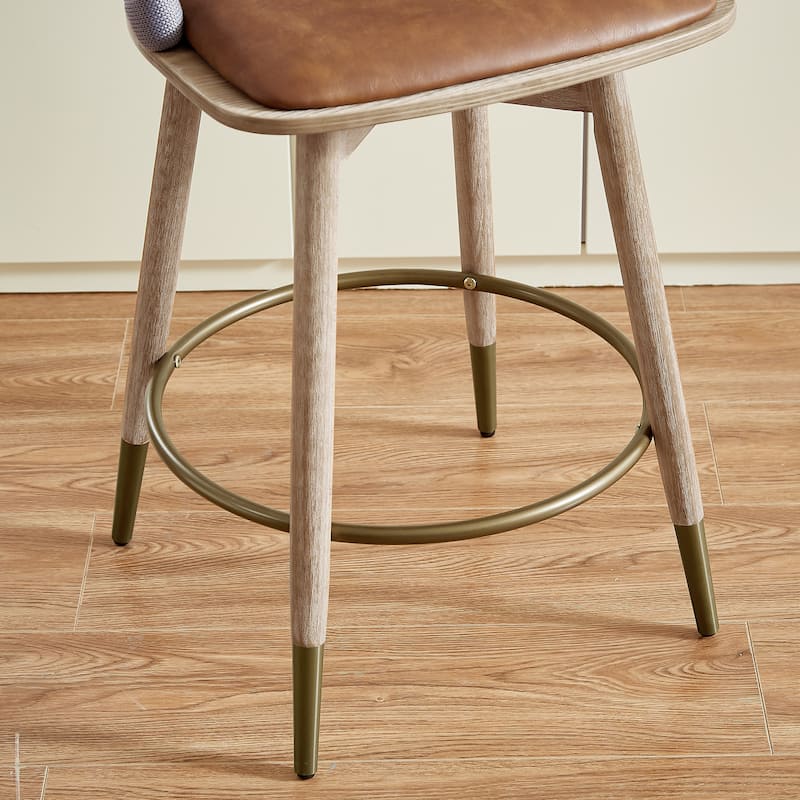 Art Leon Retro Woven and Wood Counter Height Barstool