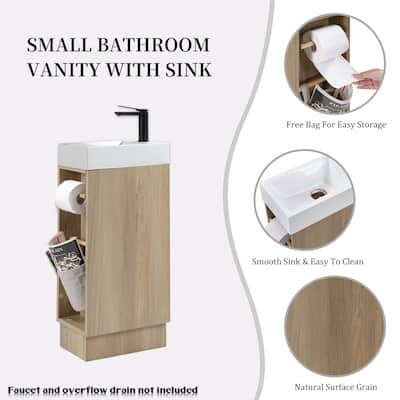 16 inch Bathroom Vanity Sink Combo for Small Space Modern Floor Standing Small Bathroom Vanity with Sink Bathroom Cabinet Set