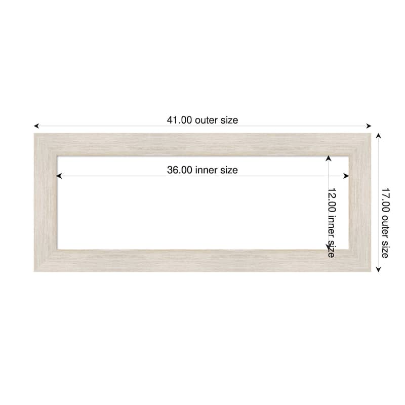 Amanti Art Hardwood Chocolate Framed Dry Erase Magnetic Board - 41 x 17 in - Hardwood White Wash
