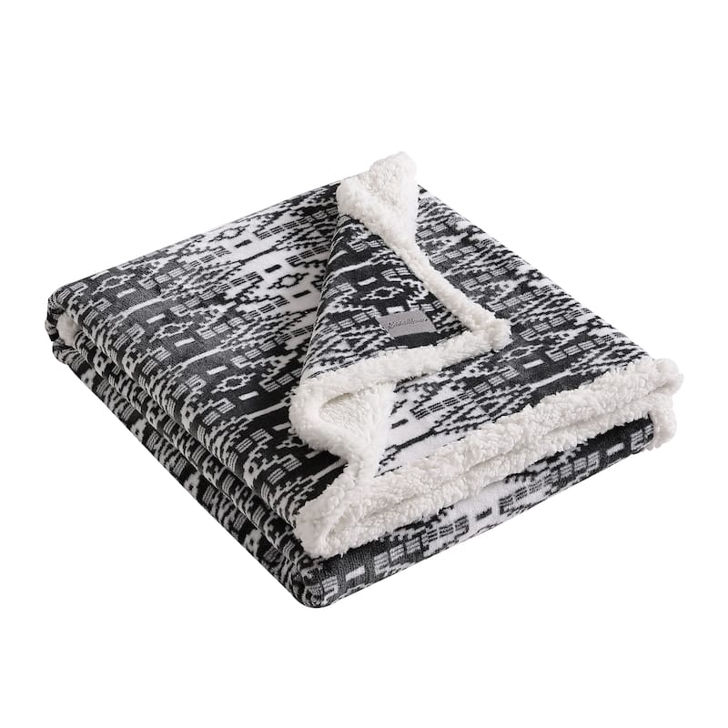 Eddie Bauer Ultra Plush Super Soft & Cozy- Reversible Throw Blankets - San Juan Grey