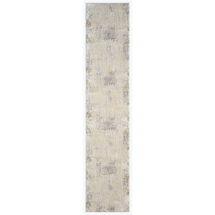 Calvin Klein CK078 Summit Cream Ivory Minimalist Indoor Rug - Cream Ivory - 2'2" x 10'
