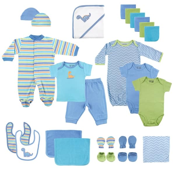 slide 1 of 1, Luvable Friends Baby Boy Layette Gift Cube, Blue Dino, 0-6 Months - Blue Dino 0-6 Months - Blue Dino