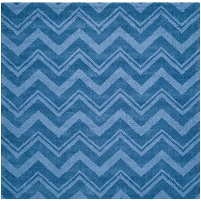 SAFAVIEH Handmade Impressions Frouwe Modern Wool Rug - 6' Square - Blue