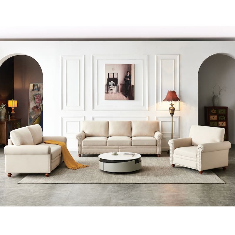 Modern Storage Couch & Sofa Set w/ Settee, Loveseat & Accent Chair