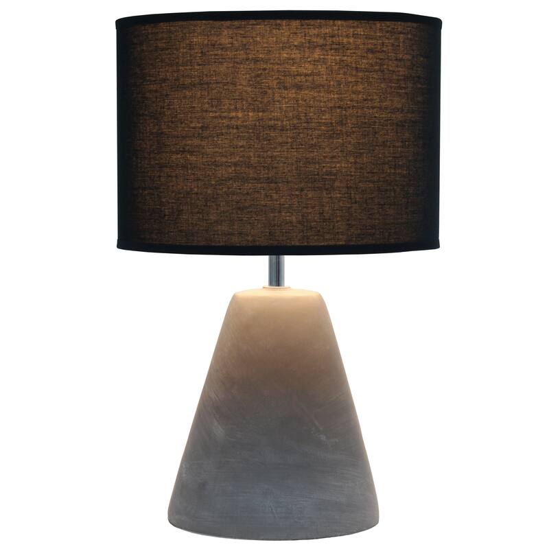 14.37" Organic Modern Tapered Concrete Table Lamp, For Living Room, Entryway, Bedroom, Stylish Accent Lighting, Black Shade