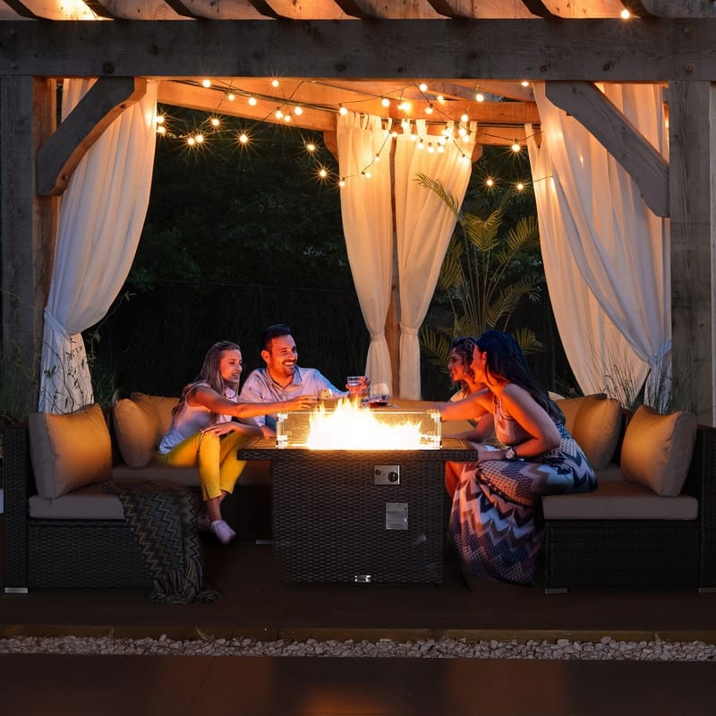 FINCATI Outdoor High-back Wicker Patio Sectional Set, 500 lbs Luxury Oversized Conversation Set, Spacious Couch Set