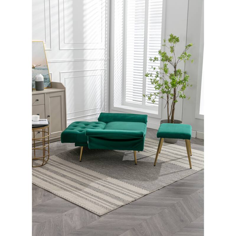 Bottom Tufted Accent Lounge Chair with Adjustable Arm and Back